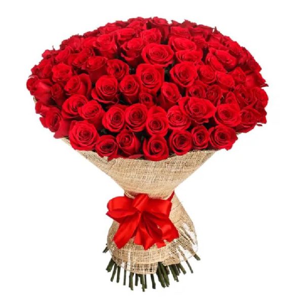 50 red roses bouquet.